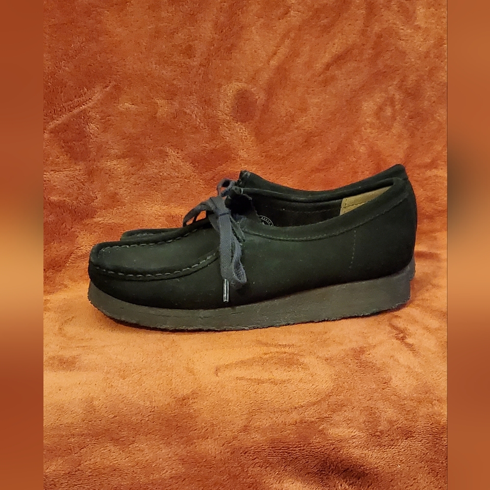 CLARKS ORIGINALS Black Suede Leather Wallabee Loafers
